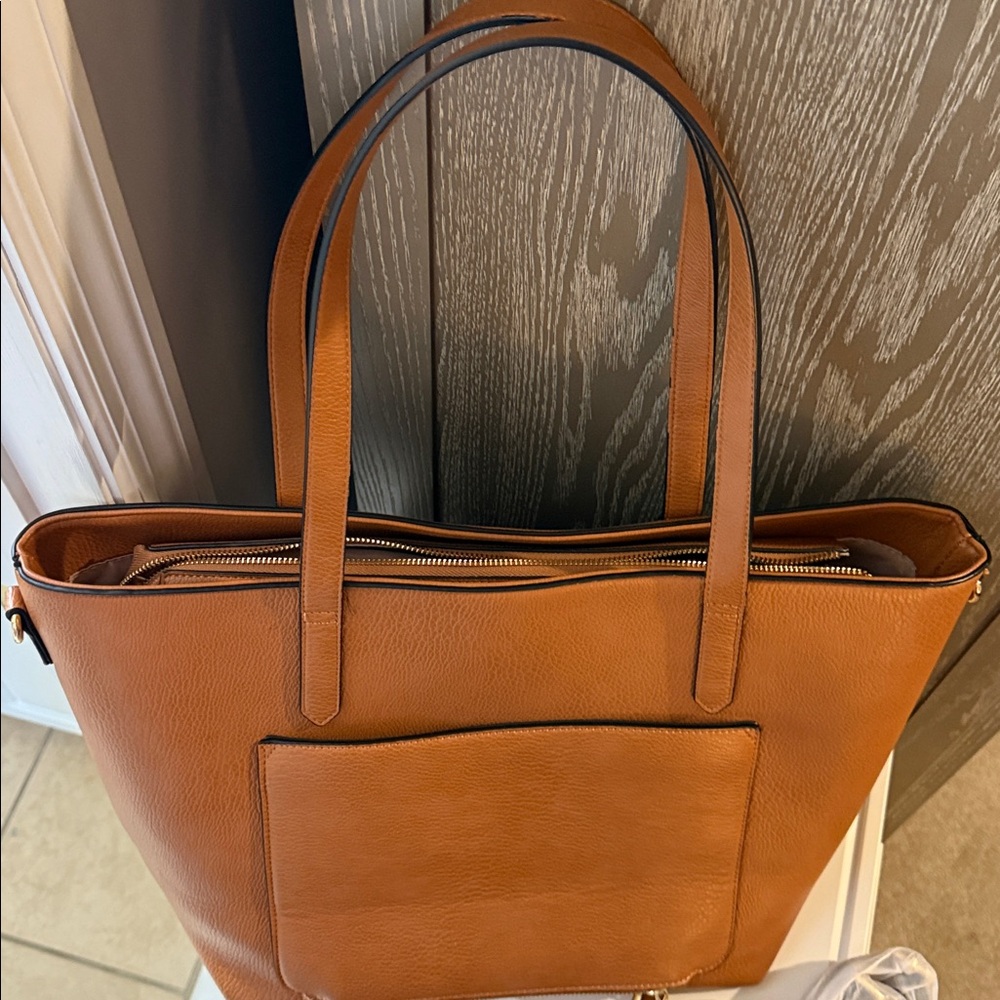 Poppy and Peonies Go Getter Tote - Cognac - Picture 8 of 9